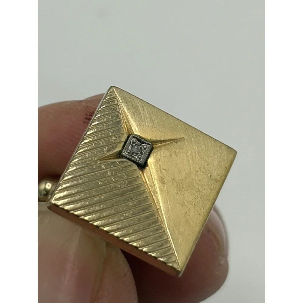 Vintage Anson Cufflinks MCM‎ Gold Tone Rhinestone Inlay